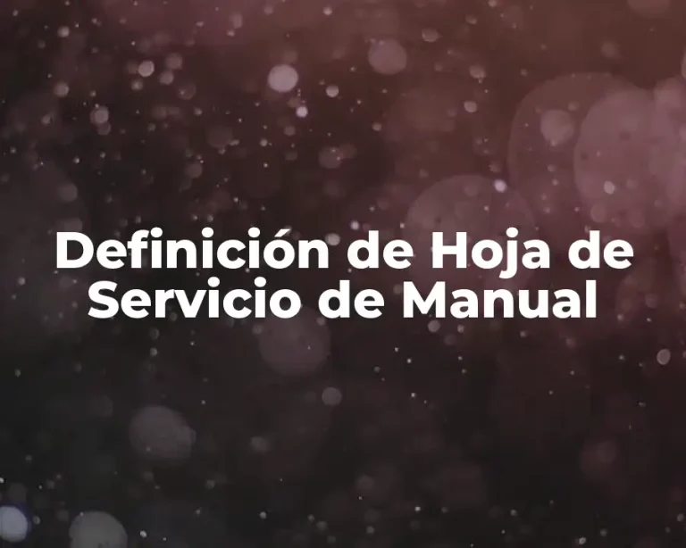 Definición de Hoja de Servicio de Manual