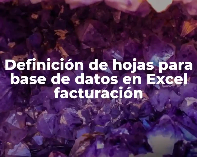 Definición de hojas para base de datos en Excel facturación
