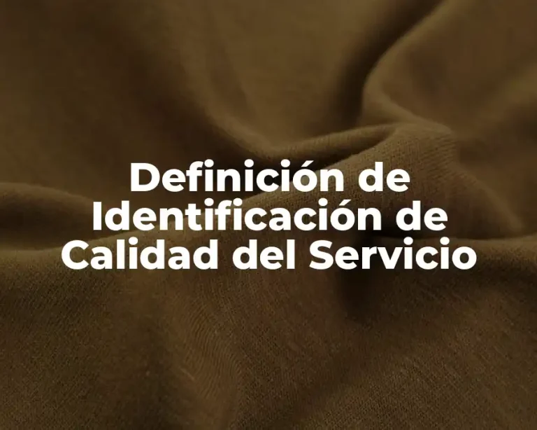 Definición de Identificación de Calidad del Servicio