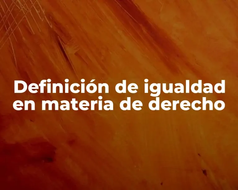 Definición de igualdad en materia de derecho