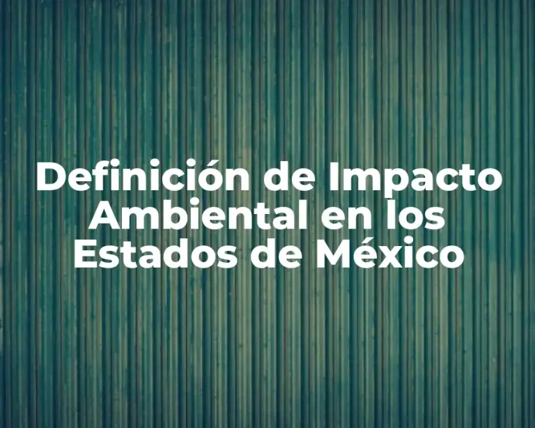 Definición de Impacto Ambiental en los Estados de México
