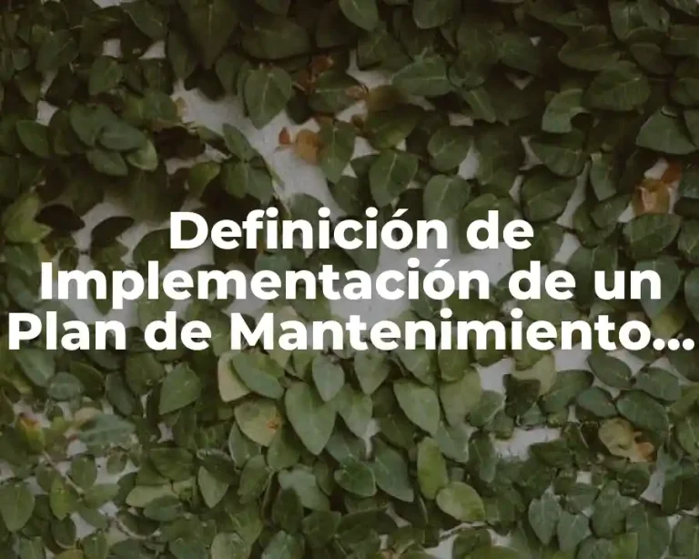 Definición de Implementación de un Plan de Mantenimiento Preventivo