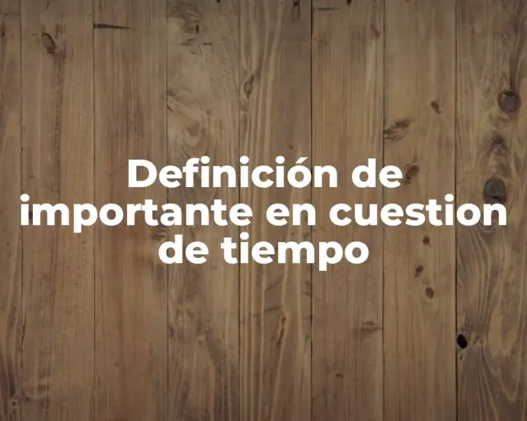 Definición de importante en cuestion de tiempo