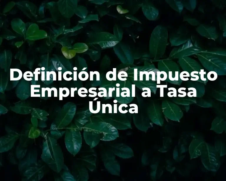 Definición de Impuesto Empresarial a Tasa Única