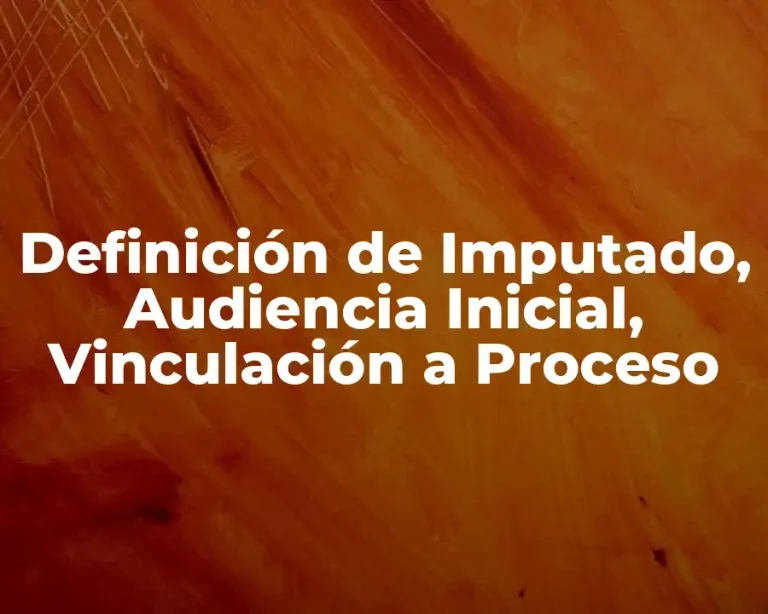 Definición de Imputado, Audiencia Inicial, Vinculación a Proceso