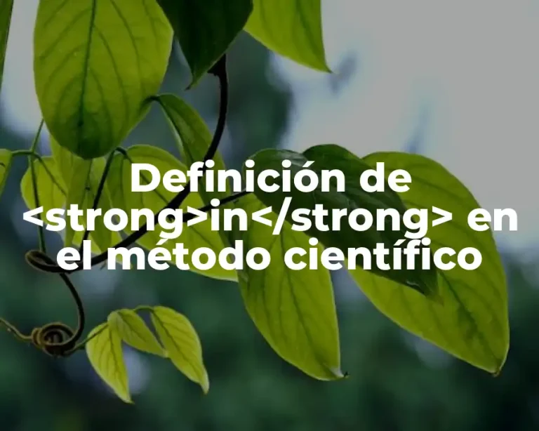 Definición de <strong>in</strong> en el método científico