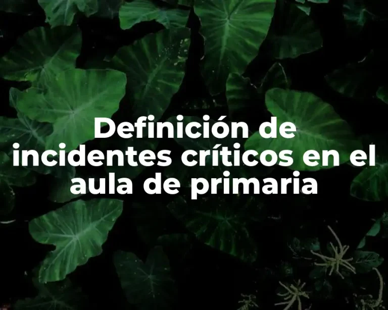 Definición de incidentes críticos en el aula de primaria