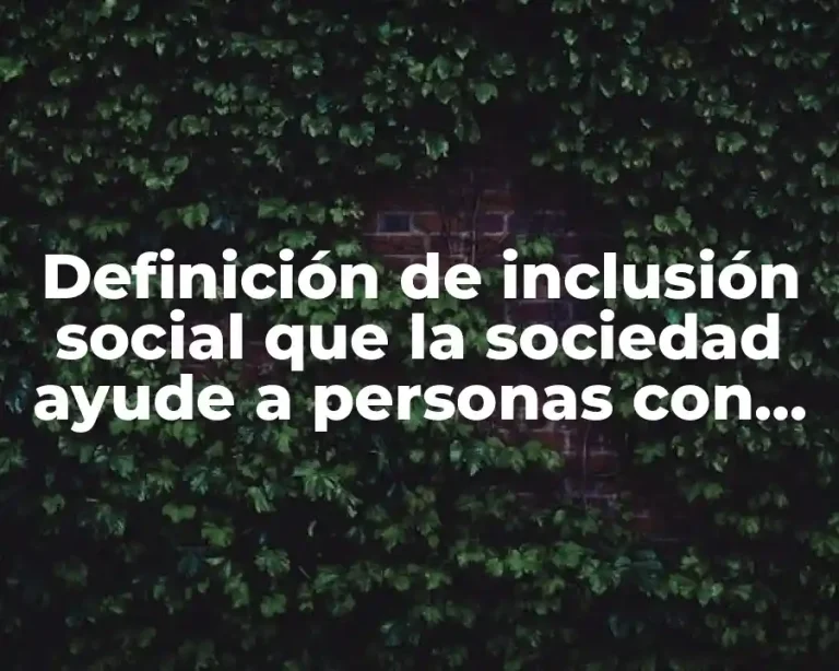 Definición de inclusión social que la sociedad ayude a personas con discapacidad