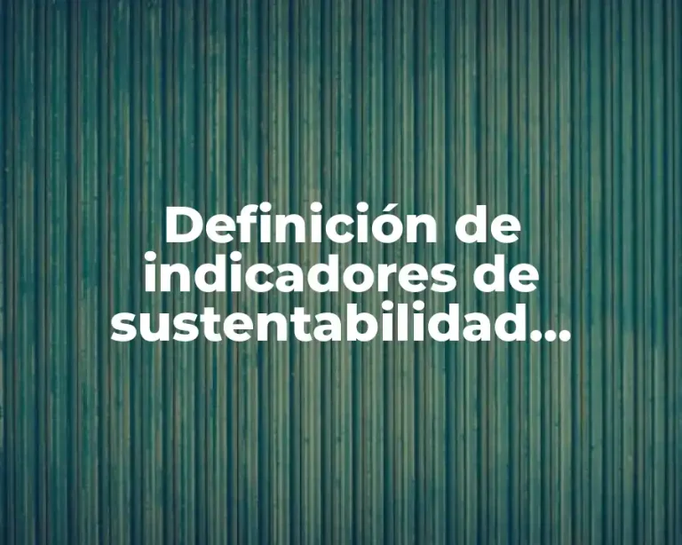 Definición de indicadores de sustentabilidad ambiental