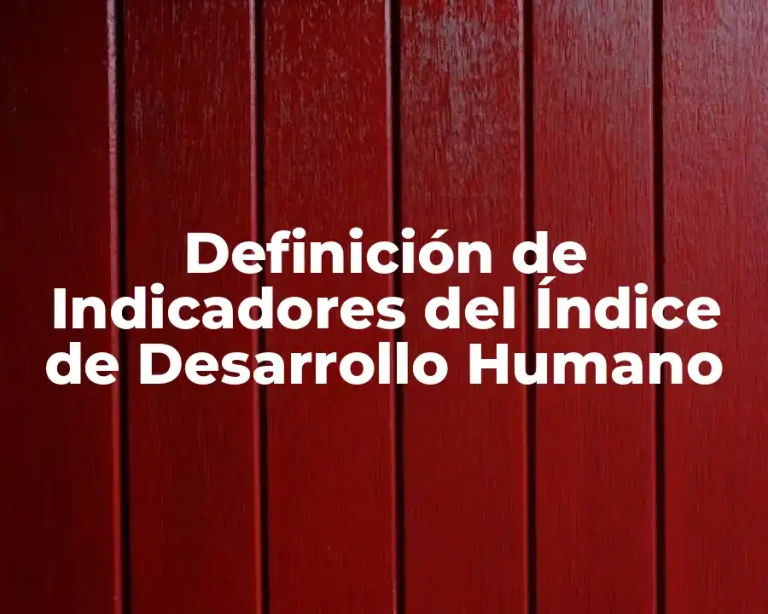 Definición de Indicadores del Índice de Desarrollo Humano