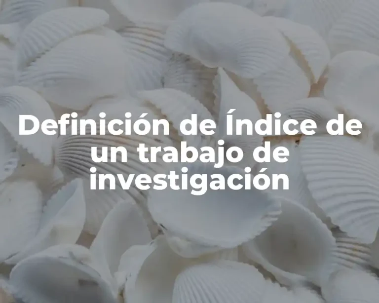 Definición de Índice de un trabajo de investigación