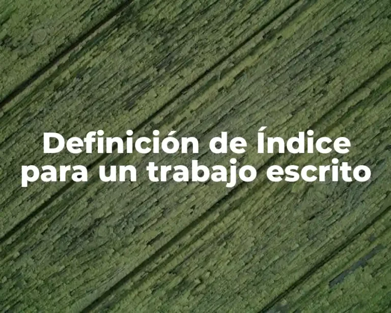 Definición de Índice para un trabajo escrito