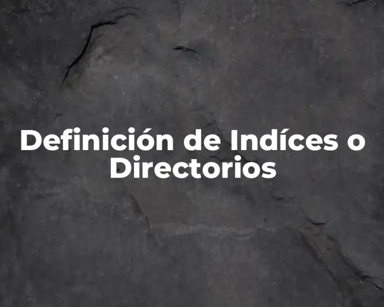 Definición de Indíces o Directorios