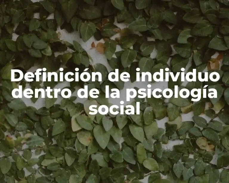 Definición de individuo dentro de la psicología social