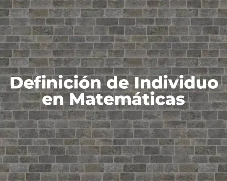 Definición de Individuo en Matemáticas