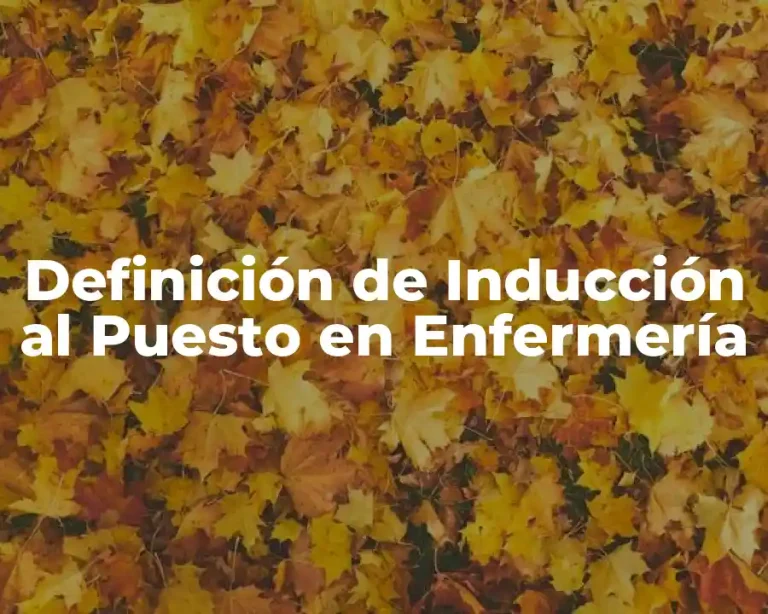 Definición de Inducción al Puesto en Enfermería