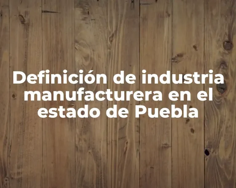 Definición de industria manufacturera en el estado de Puebla