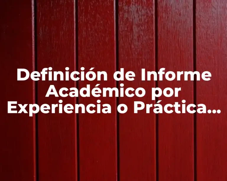 Definición de Informe Académico por Experiencia o Práctica Profesional