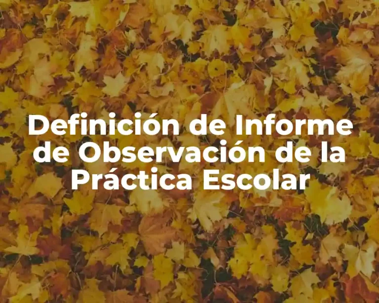 Definición de Informe de Observación de la Práctica Escolar