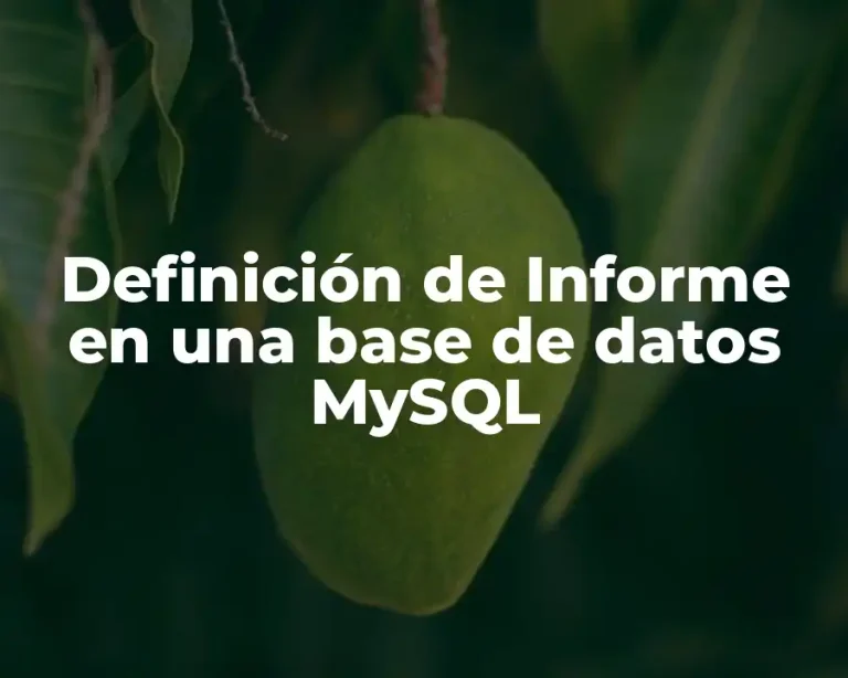 Definición de Informe en una base de datos MySQL