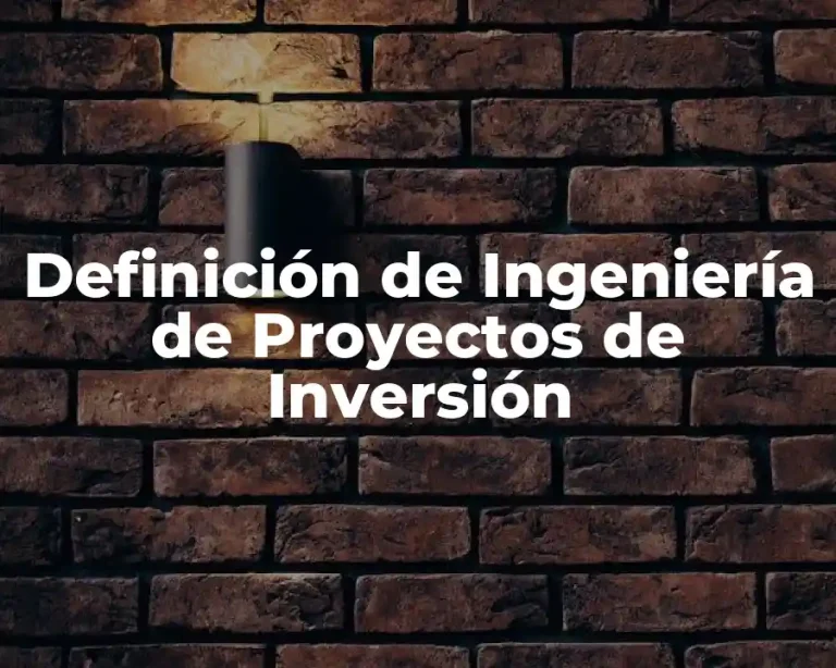 Definición de Ingeniería de Proyectos de Inversión
