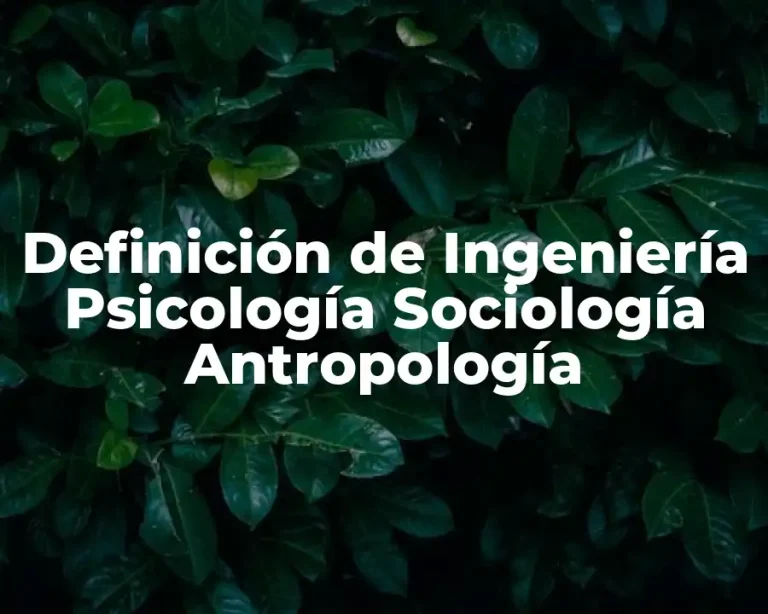 Definición de Ingeniería Psicología Sociología Antropología