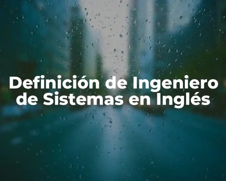 Definición de Ingeniero de Sistemas en Inglés