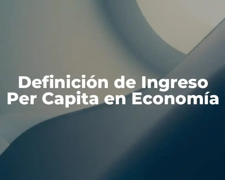 Definición de Ingreso Per Capita en Economía