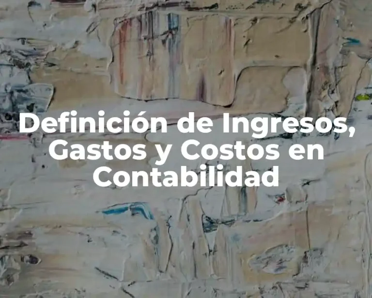 Definición de Ingresos, Gastos y Costos en Contabilidad