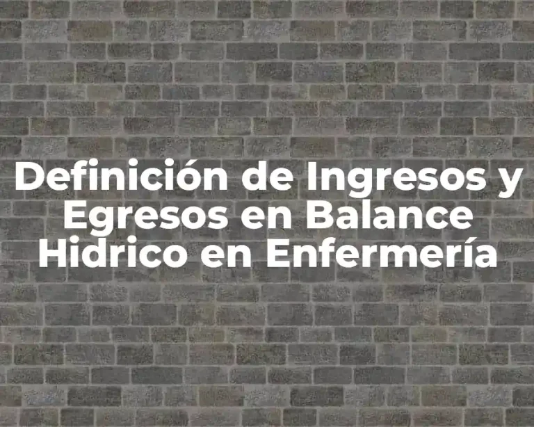 Definición de Ingresos y Egresos en Balance Hidrico en Enfermería