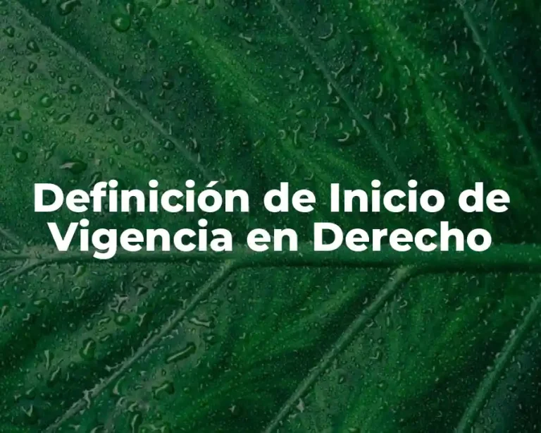 Definición de Inicio de Vigencia en Derecho
