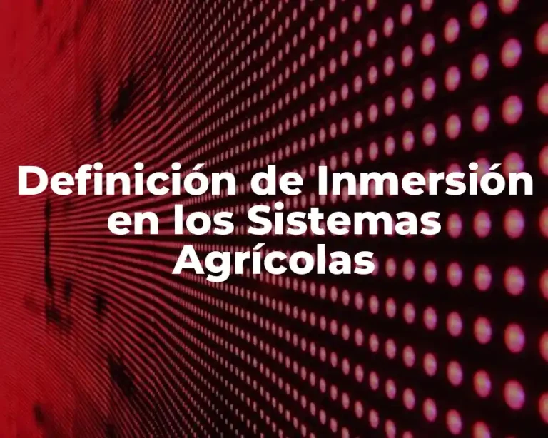 Definición de Inmersión en los Sistemas Agrícolas