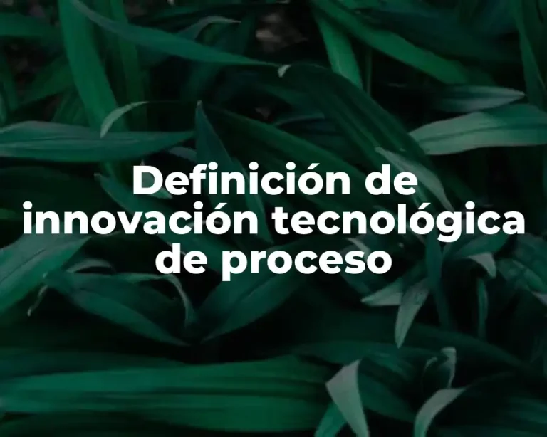 Definición de innovación tecnológica de proceso