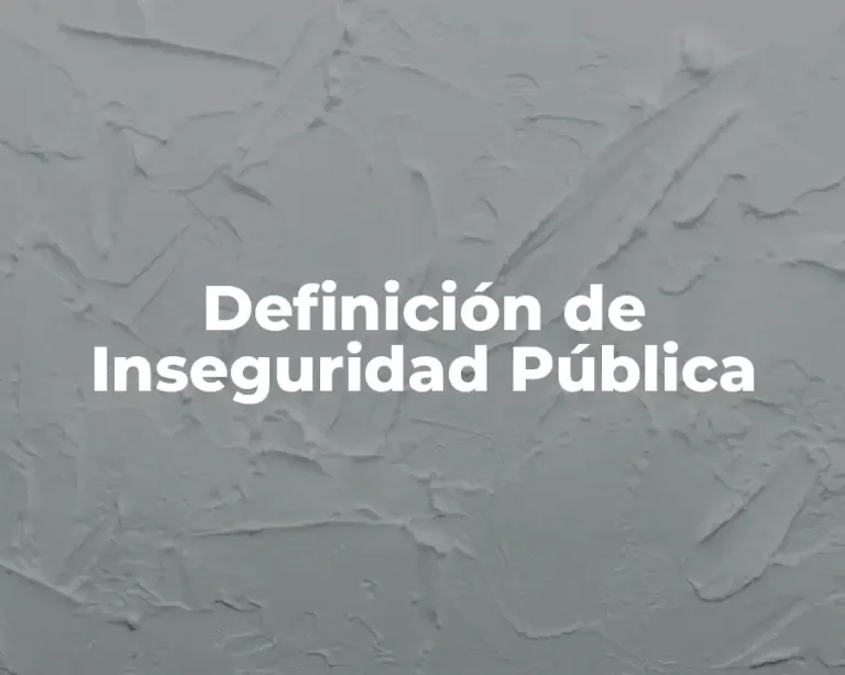 Definición de Inseguridad Pública