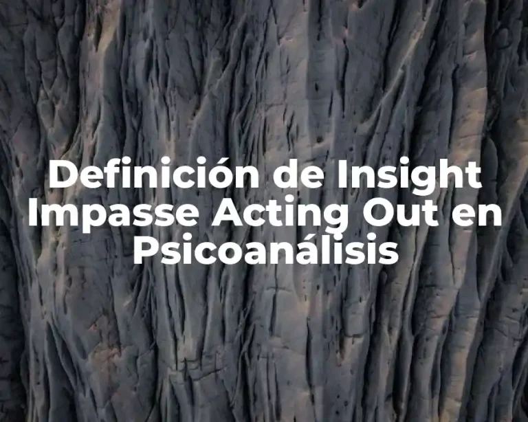 Definición de Insight Impasse Acting Out en Psicoanálisis