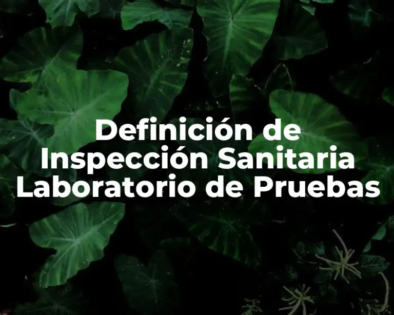 Definición de Inspección Sanitaria Laboratorio de Pruebas
