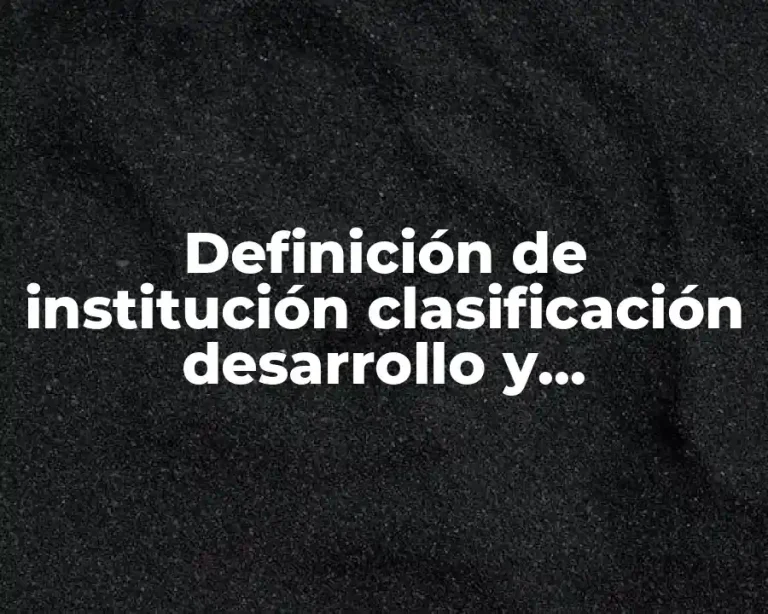 Definición de institución clasificación desarrollo y posicionamiento