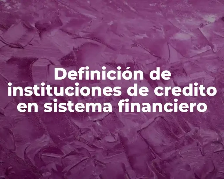 Definición de instituciones de credito en sistema financiero