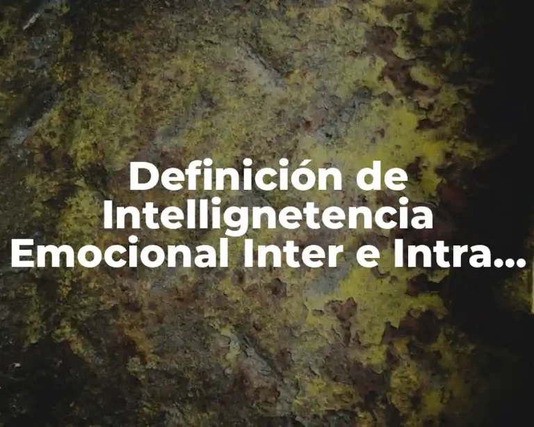 Definición de Intellignetencia Emocional Inter e Intra Pesonal