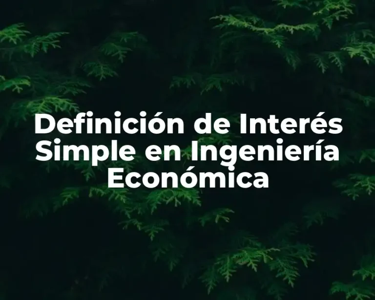 Definición de Interés Simple en Ingeniería Económica