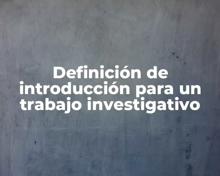 Definición de introducción para un trabajo investigativo