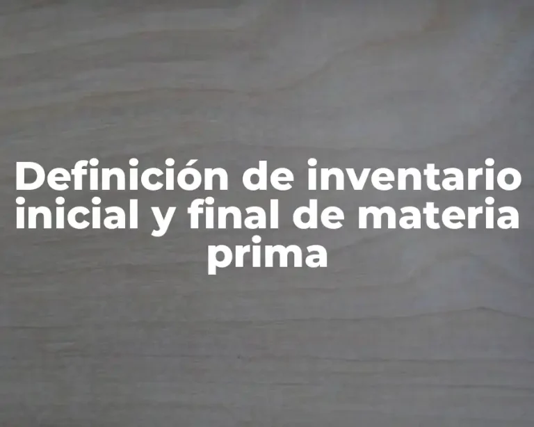Definición de inventario inicial y final de materia prima