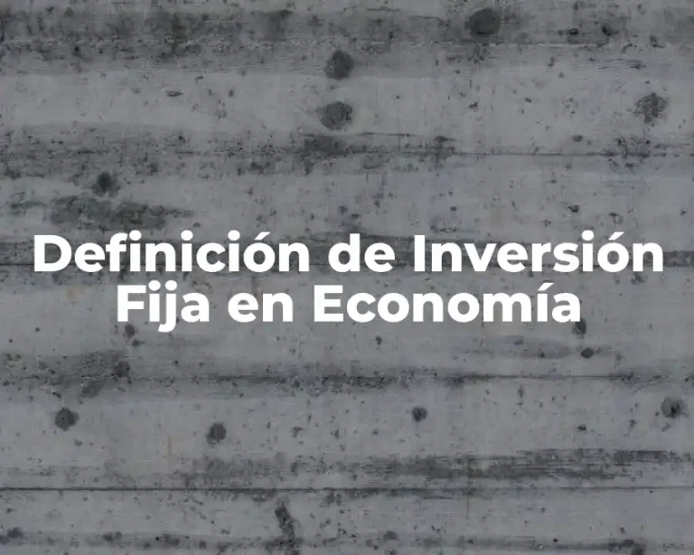 Definición de Inversión Fija en Economía