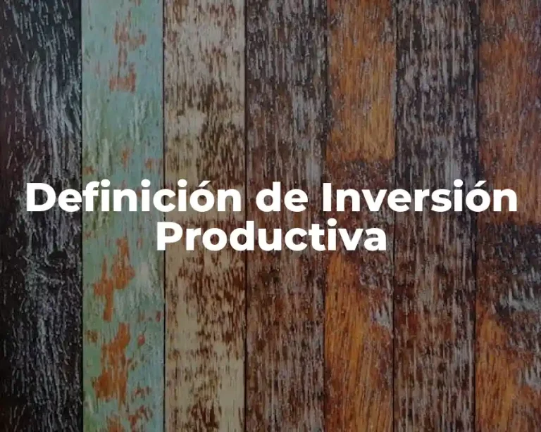 Definición de Inversión Productiva