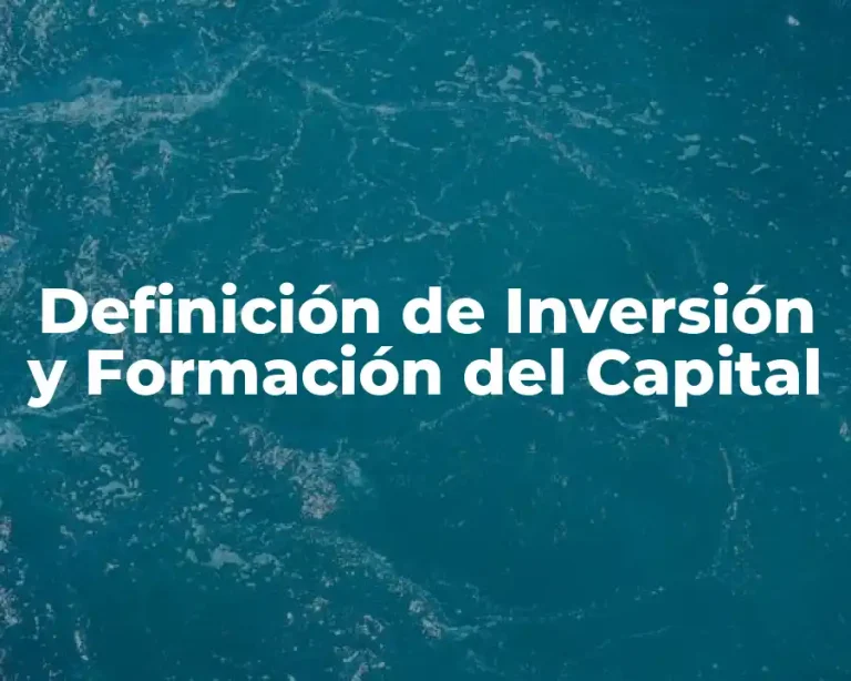 Definición de Inversión y Formación del Capital