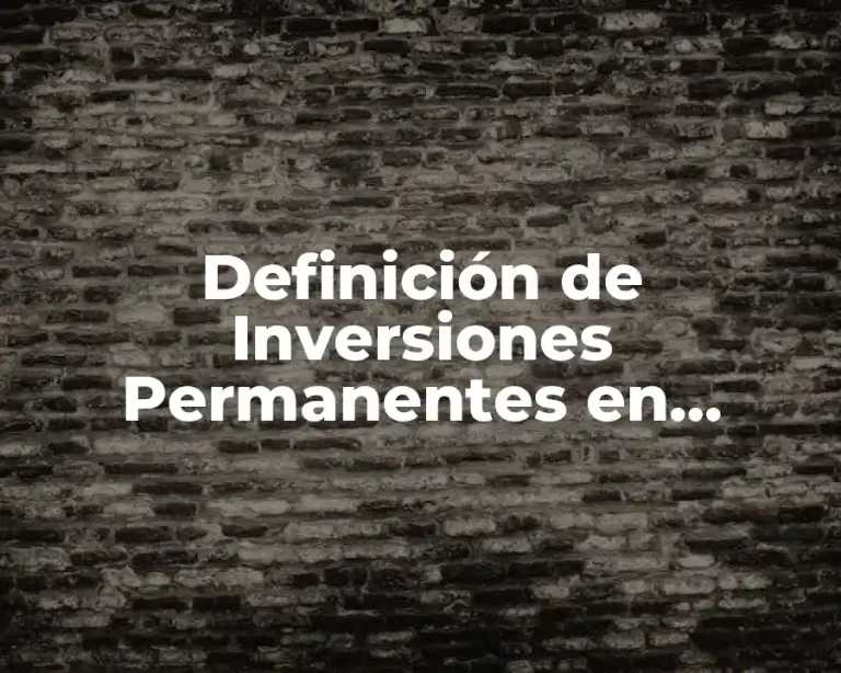 Definición de Inversiones Permanentes en Contabilidad
