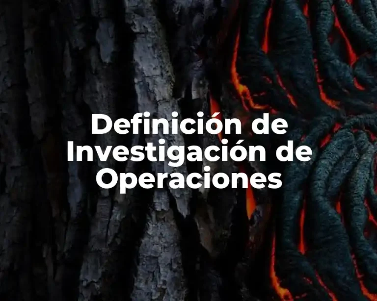Definición de Investigación de Operaciones
