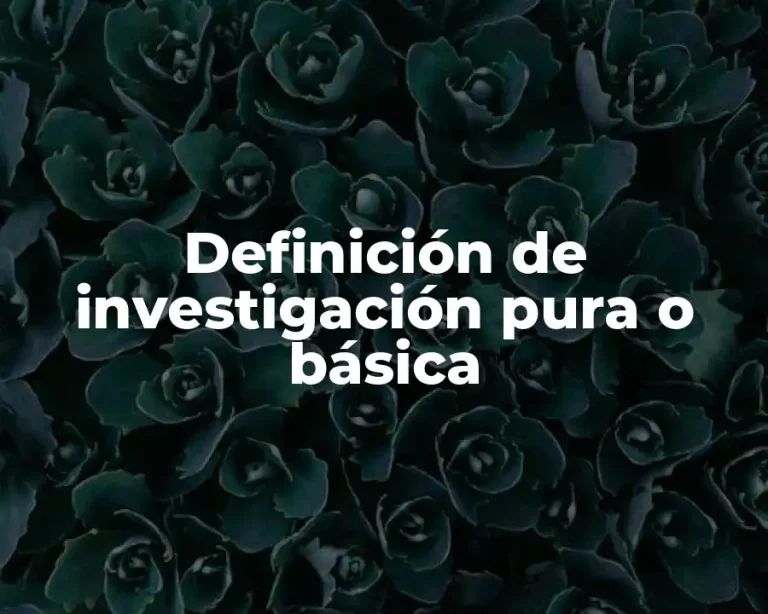 Definición de investigación pura o básica