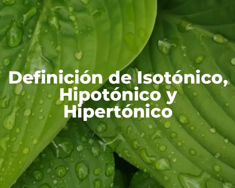 Definición de Isotónico, Hipotónico y Hipertónico