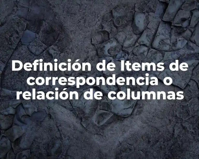 Definición de Items de correspondencia o relación de columnas